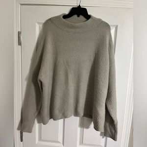 Cable Stitch Women’s L Oversized Wool Blend Mock Neck Slouchy Pullover Sweater
